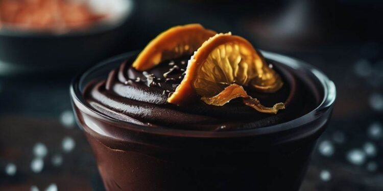 Mousse de Chocolate Amargo com Raspas de Laranja e Sal Marinho