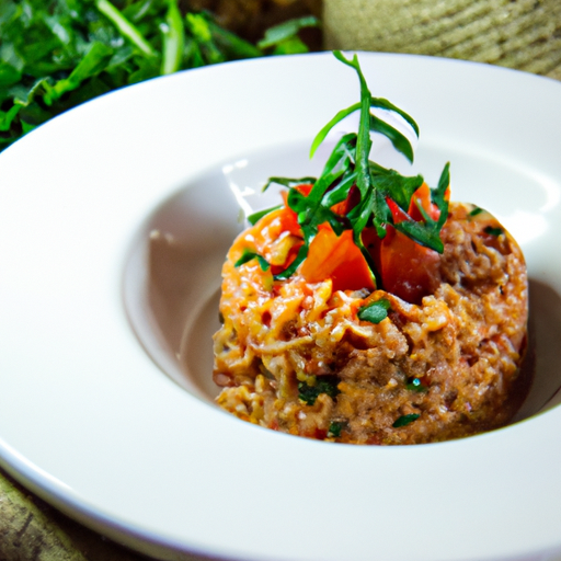 Risoto de Tomate Seco e Rúcula Fresca